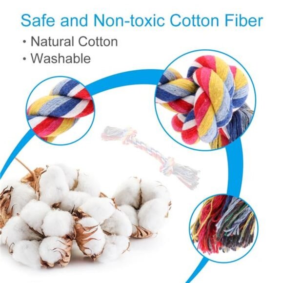 Pet Dog Chew Toys for Chewers, 8 pack Interactive Washable - Picture 5 of 5